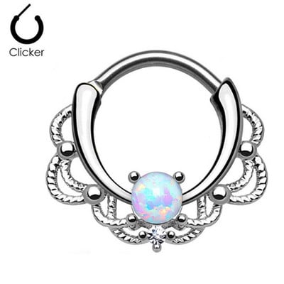 1 buc Inel Opal pentru nas Inel Clicker Septum Cartilaj Cercei Buza Captiv Inel de margele 16G Titan Titan Hander Bijuterii pentru corp