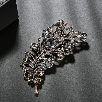 Kinel Vintage Grey Crystal Flower Turkish Brooch Pin for Women Позлатено Арабеск Rhinestone Брошка Ревер Шал Броши