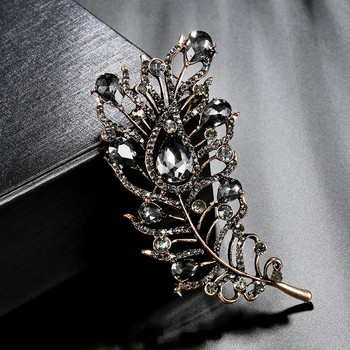 Kinel Vintage Grey Crystal Flower Turkish Brooch Pin for Women Позлатено Арабеск Rhinestone Брошка Ревер Шал Броши