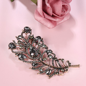 Kinel Vintage Grey Crystal Flower Turkish Brooch Pin for Women Позлатено Арабеск Rhinestone Брошка Ревер Шал Броши