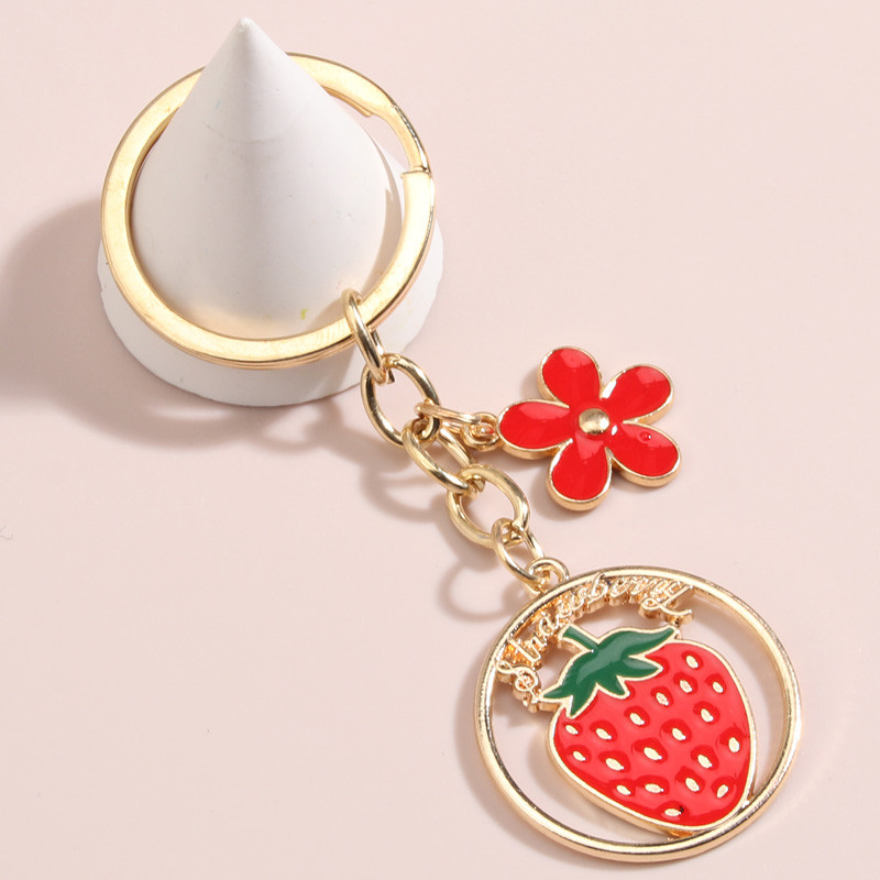 Breloc cu fructe drăguț, flori, pepene, căpșuni, cireșe, breloc cu email, pentru femei, bărbați, bijuterii lucrate manual, cadouri