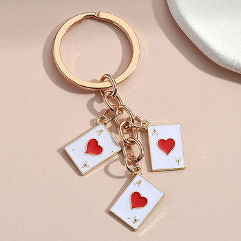 Χαριτωμένα μπρελόκ από σμάλτο καρδιές κλαμπ και μπαστούνια Σύμβολο μπρελόκ πόκερ Κάρτα πόκερ για γυναίκες Ανδρικά χειροποίητα κοσμήματα DIY