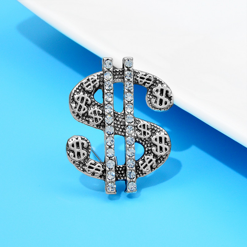 CINDY XIANG Strasuri Vintage semn de dolar Broșă Pin de haină 2 culori disponibile Bijuterii femei și bărbați de înaltă calitate, nou 2022