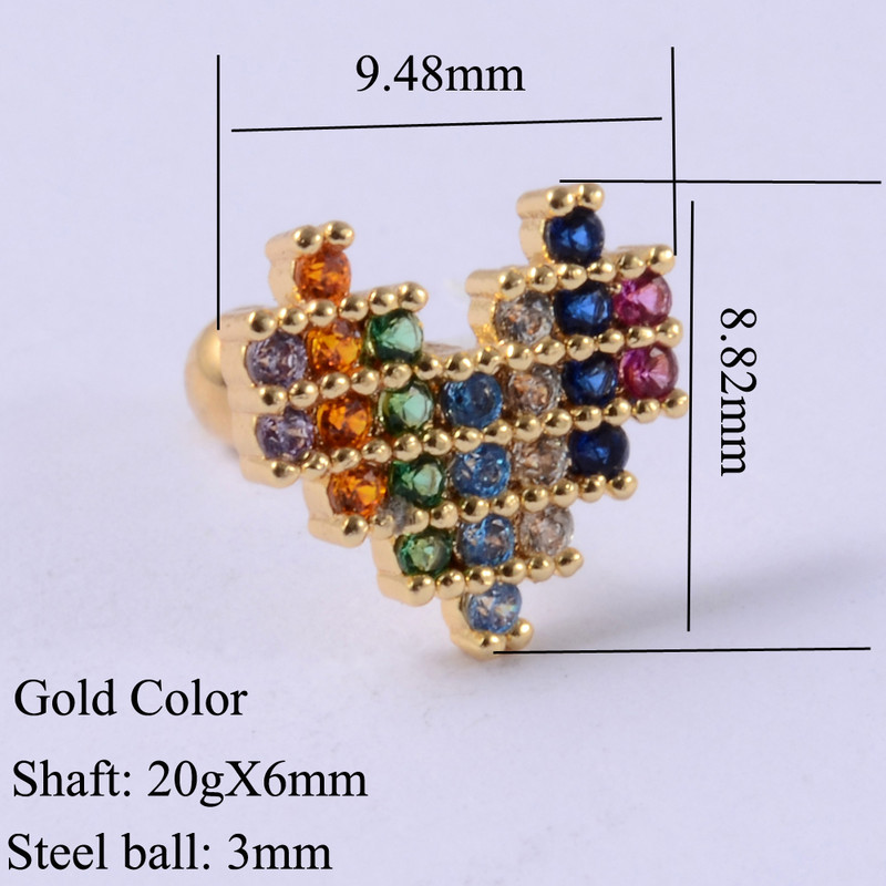 1 buc. 20 g Cercei pentru tragus pentru cartilajul urechii minuscule, bijuterii curcubeu, bijuterii pentru corp.