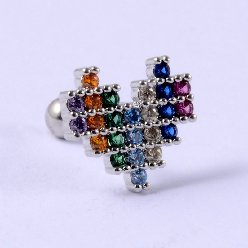 1 buc. 20 g Cercei pentru tragus pentru cartilajul urechii minuscule, bijuterii curcubeu, bijuterii pentru corp.