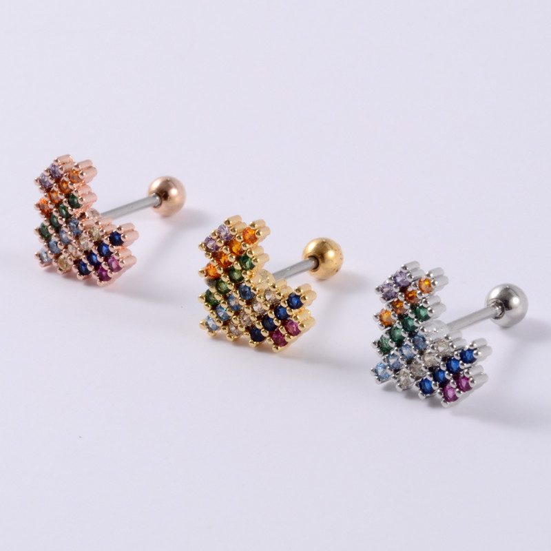 1 buc. 20 g Cercei pentru tragus pentru cartilajul urechii minuscule, bijuterii curcubeu, bijuterii pentru corp.