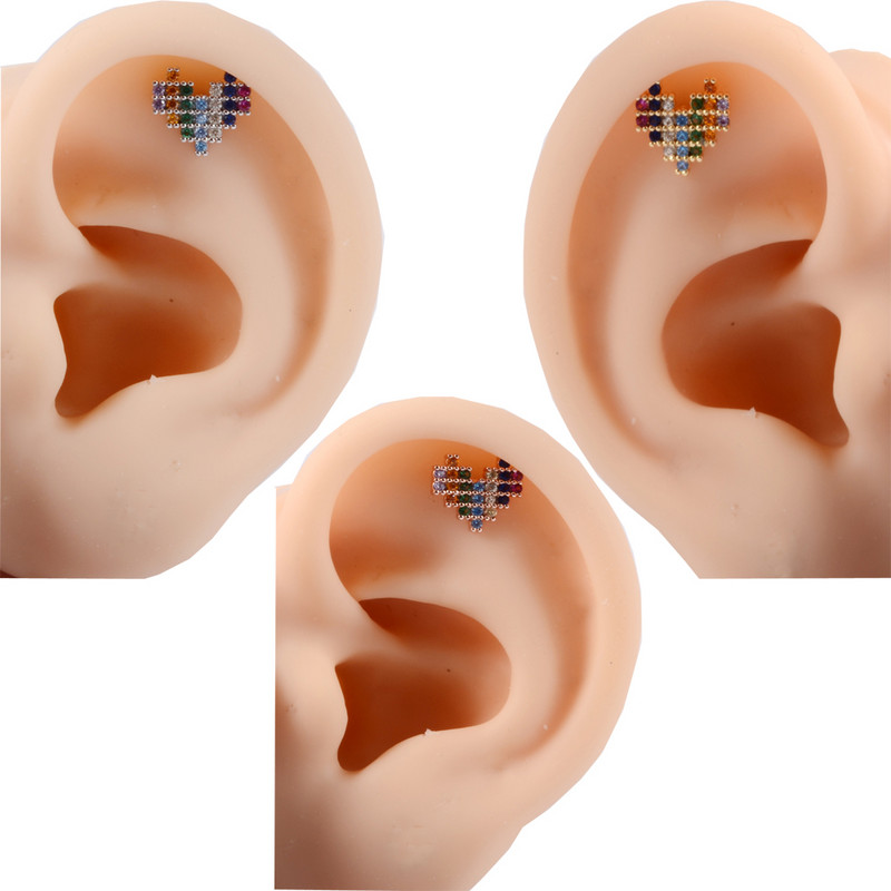 1 buc. 20 g Cercei pentru tragus pentru cartilajul urechii minuscule, bijuterii curcubeu, bijuterii pentru corp.