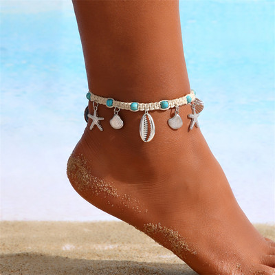 Set de glezne cu mai multe straturi de șarpe 17KM, pentru femei, gleznă de inimă boema, metal boem, de culoare aurie, brățară placată cu argint, bijuterii de modă