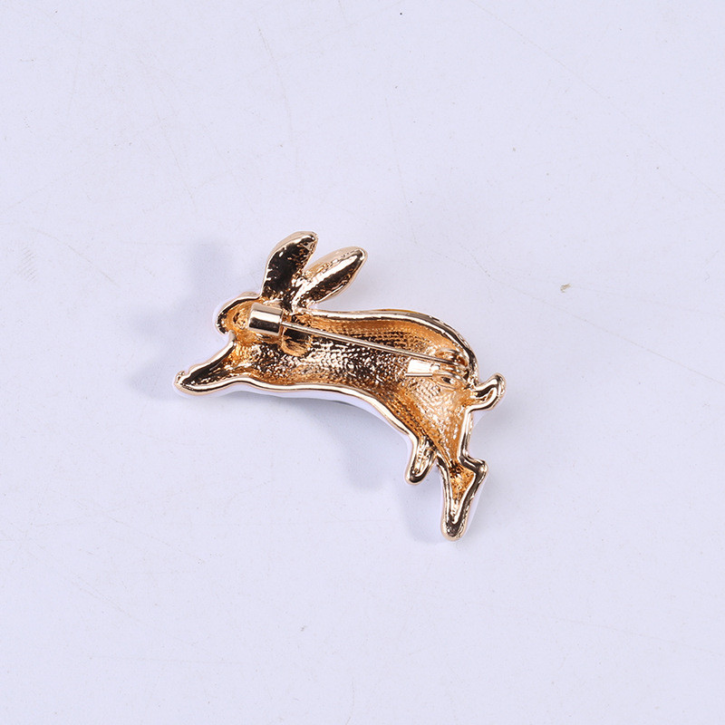 Iepure drăguț din aliaj de desene animate, iepure alb, pentru broșă, pentru femei, accesorii pentru îmbrăcăminte simple și versatile.
