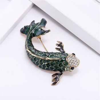 Δημιουργικό νέο Fish Rhinestone καρφίτσα κοσμήματα Vintage συμπόσιο Μεγάλες καρφίτσες για γυναίκες Κρυστάλλινες καρφίτσες και καρφίτσες αξεσουάρ