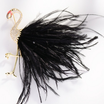 Fashion New Cute Flamingo Zircon Feather Καρφίτσες Κορσάζ Ρούχα Γωνιακό Σάλι Πόρπη Γυναικεία Αξεσουάρ Pin Girl Κοσμήματα Δώρο