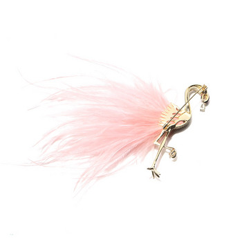 Fashion New Cute Flamingo Zircon Feather Καρφίτσες Κορσάζ Ρούχα Γωνιακό Σάλι Πόρπη Γυναικεία Αξεσουάρ Pin Girl Κοσμήματα Δώρο