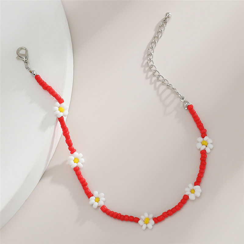 Salircon Kpop Brățară de gleznă cu flori pentru femei, la modă 2020, cu mărgele de semințe colorate, brățară cu farmec pe picior, bijuterii Boho