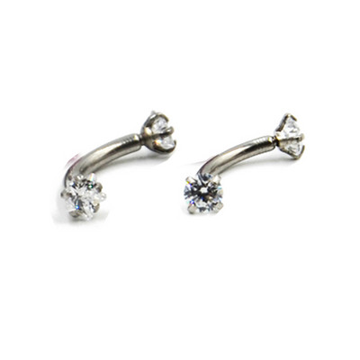 2 бр. Зъбец за настройка Звезда и кръгъл кубичен циркон Извит мрян Пиърсинг Пръчка за вежди Пръстен Банан Фиксатори за устни Ушен хрущял Спирала