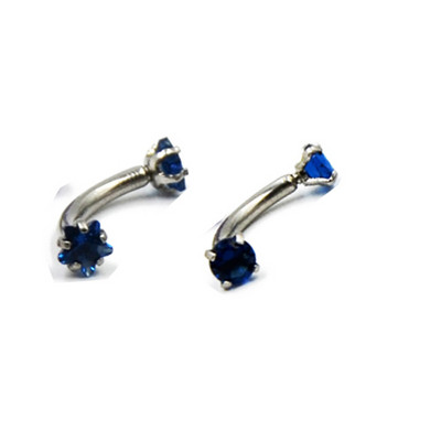 2 бр. Зъбец за настройка Звезда и кръгъл кубичен циркон Извит мрян Пиърсинг Пръчка за вежди Пръстен Банан Фиксатори за устни Ушен хрущял Спирала