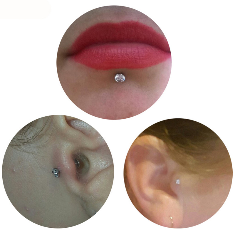 3db Vegyes 1,5-4mm-es fül Tragus porc fülbevaló ajakgyűrű ajak Labret Stud Oreja Labret piercing fülpiercing Tragus fülbevaló