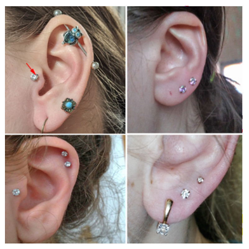 3db Vegyes 1,5-4mm-es fül Tragus porc fülbevaló ajakgyűrű ajak Labret Stud Oreja Labret piercing fülpiercing Tragus fülbevaló