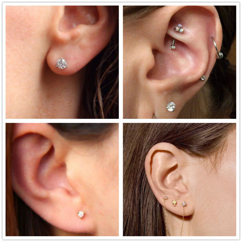 3db Vegyes 1,5-4mm-es fül Tragus porc fülbevaló ajakgyűrű ajak Labret Stud Oreja Labret piercing fülpiercing Tragus fülbevaló