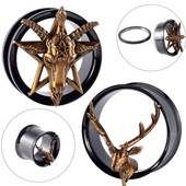 PERECHE Indicatori dopuri pentru urechi FleshTunnel Cercei cu șurub negru în spate Upgrade Piercing Double Flare Coarne de ren Stretchers Expander