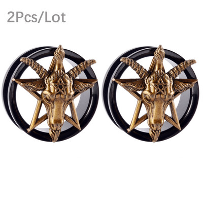 PERECHE Indicatori dopuri pentru urechi FleshTunnel Cercei cu șurub negru în spate Upgrade Piercing Double Flare Coarne de ren Stretchers Expander