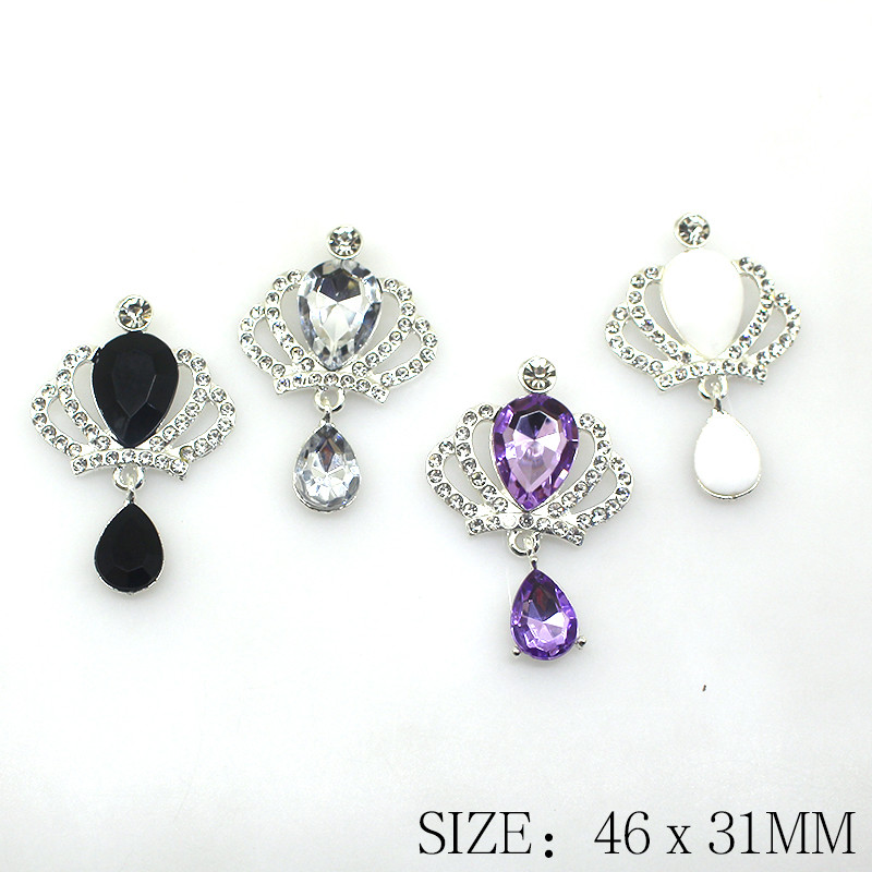 YWXINXI 10 buc. Coroană cu strass, pandantiv cu cristal, buton plat din aliaj, accesorii de decorare pentru sticle de vin pentru nuntă romantică DIY