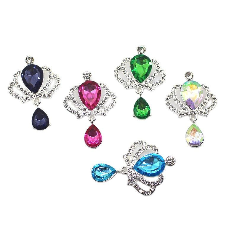 YWXINXI 10 buc. Coroană cu strass, pandantiv cu cristal, buton plat din aliaj, accesorii de decorare pentru sticle de vin pentru nuntă romantică DIY