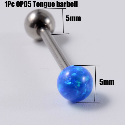 1 buc G23 titan solid sau oțel mreană opal inele pentru limba bară de piercing pentru limbă ureche tragus mamelon inel cu mreană piercing Mamilo