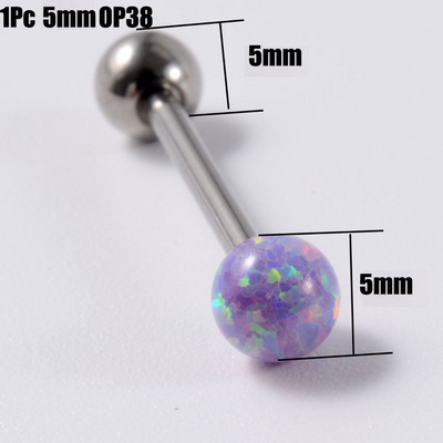1 buc G23 titan solid sau oțel mreană opal inele pentru limba bară de piercing pentru limbă ureche tragus mamelon inel cu mreană piercing Mamilo