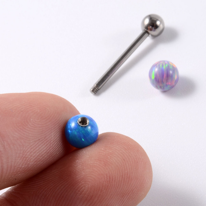 1 buc G23 titan solid sau oțel mreană opal inele pentru limba bară de piercing pentru limbă ureche tragus mamelon inel cu mreană piercing Mamilo