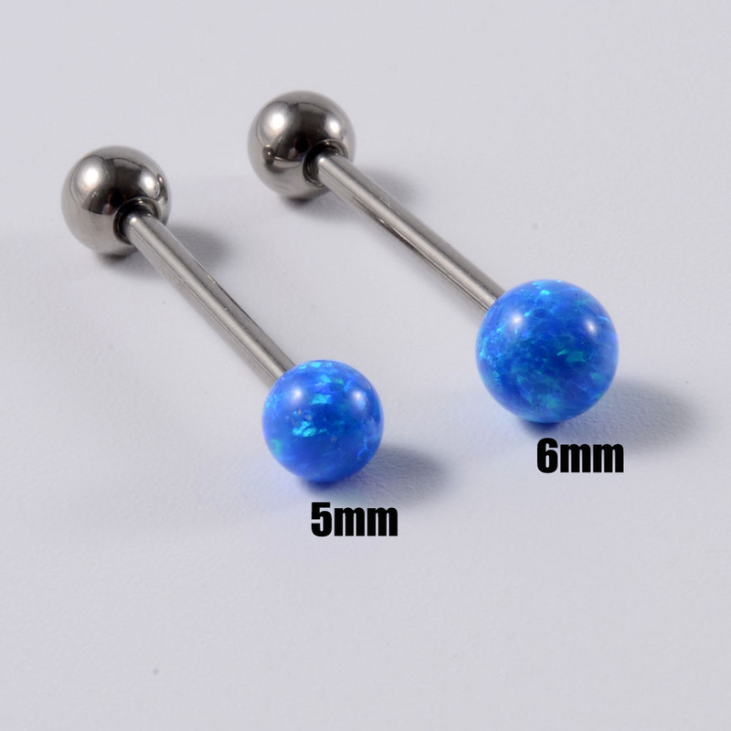1 buc G23 titan solid sau oțel mreană opal inele pentru limba bară de piercing pentru limbă ureche tragus mamelon inel cu mreană piercing Mamilo