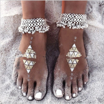 pachet de 2 modă, simplu, sexy, vintage, clopote, lanț de gleznă, o mulțime de margele de clopoțel, brățară de gleznă, bijuterii pentru picioare pentru femei
