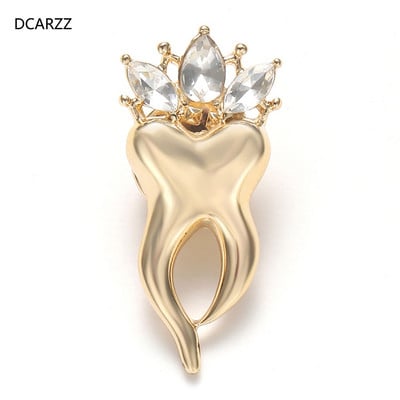 DCARZZ drăguț dinți ace broșe medicale aur argint placat cu cristal insignă bijuterii la modă Crăciun doctor asistentă cadou femei