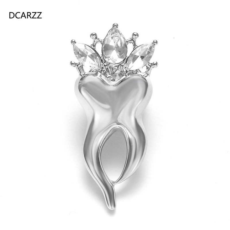 DCARZZ drăguț dinți ace broșe medicale aur argint placat cu cristal insignă bijuterii la modă Crăciun doctor asistentă cadou femei