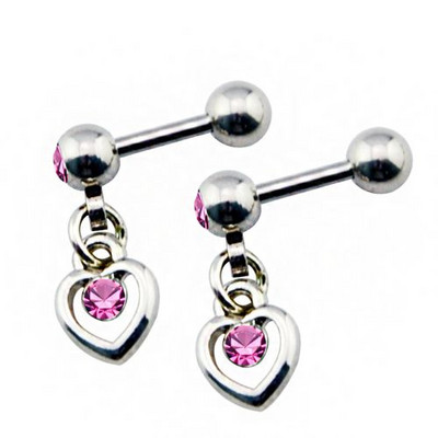 PERECHE Crystal CZ Gem Heart Dangling Crown Design Owl Pendant Cerce Stud Tragus Helix Cartilage Piercing Bijuterii