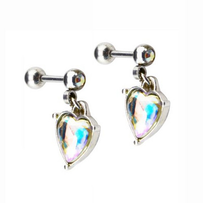 PERECHE Crystal CZ Gem Heart Dangling Crown Design Owl Pendant Cerce Stud Tragus Helix Cartilage Piercing Bijuterii