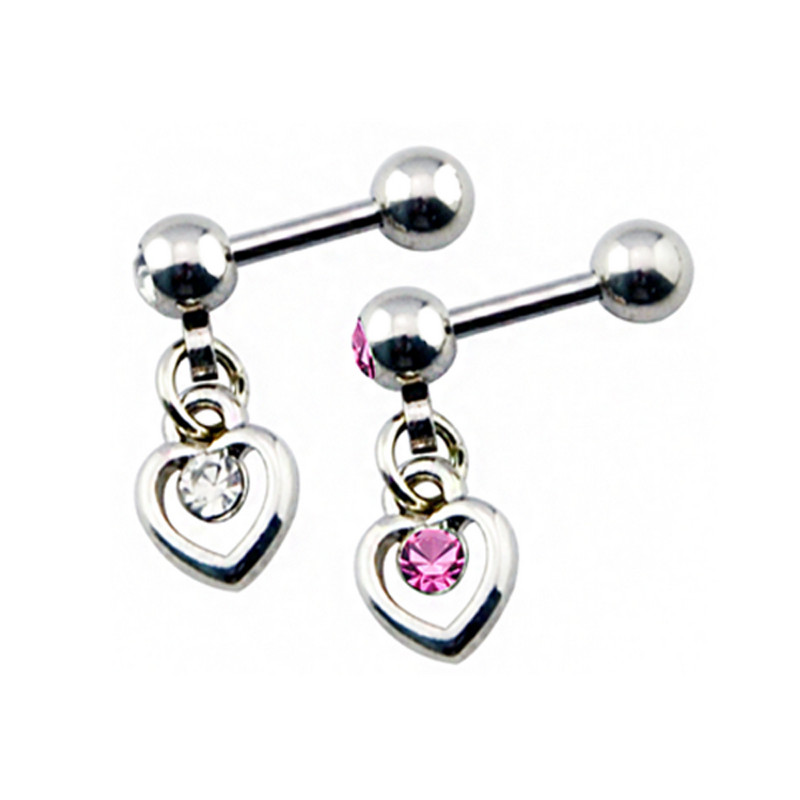 PERECHE Crystal CZ Gem Heart Dangling Crown Design Owl Pendant Cerce Stud Tragus Helix Cartilage Piercing Bijuterii