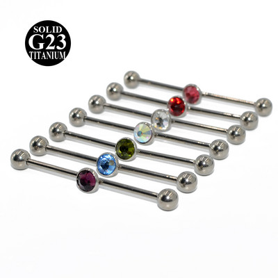 1 bucată G23 Titanium Flat CZ Gem Industrial Barbell Ureche Tragus Cartilage Helix Cercei Straight Bar Piercing Bijuterii pentru corp 20g