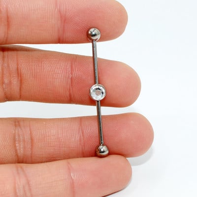1 bucată G23 Titanium Flat CZ Gem Industrial Barbell Ureche Tragus Cartilage Helix Cercei Straight Bar Piercing Bijuterii pentru corp 20g
