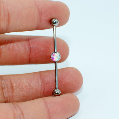 1 bucată G23 Titanium Flat CZ Gem Industrial Barbell Ureche Tragus Cartilage Helix Cercei Straight Bar Piercing Bijuterii pentru corp 20g