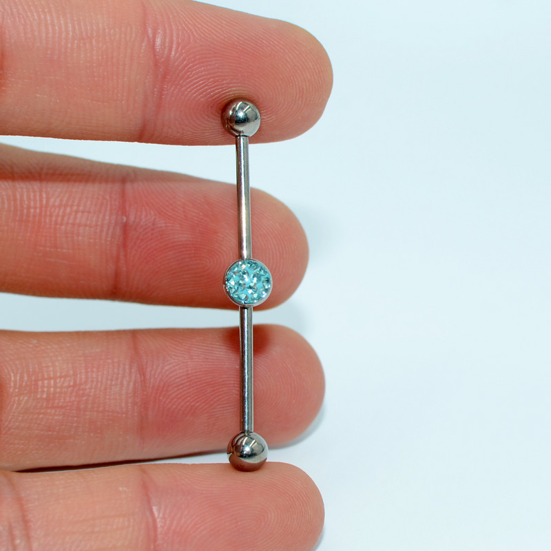 1 bucată G23 Titanium Flat CZ Gem Industrial Barbell Ureche Tragus Cartilage Helix Cercei Straight Bar Piercing Bijuterii pentru corp 20g