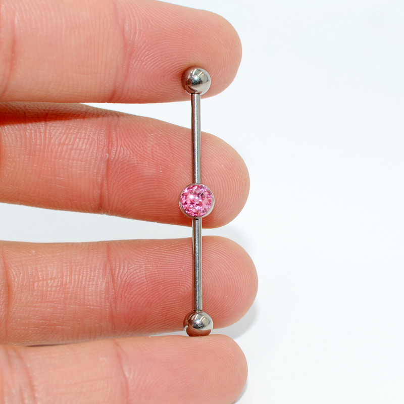 1 bucată G23 Titanium Flat CZ Gem Industrial Barbell Ureche Tragus Cartilage Helix Cercei Straight Bar Piercing Bijuterii pentru corp 20g