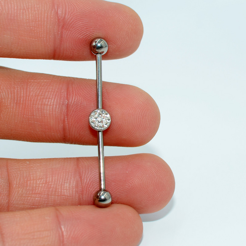 1 bucată G23 Titanium Flat CZ Gem Industrial Barbell Ureche Tragus Cartilage Helix Cercei Straight Bar Piercing Bijuterii pentru corp 20g