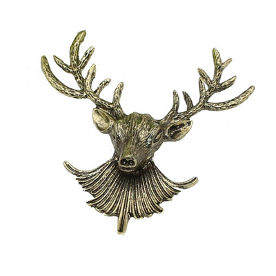 Sunspicems Retro Gold Color Elk Brooch Pins Metal Punk Jewelry