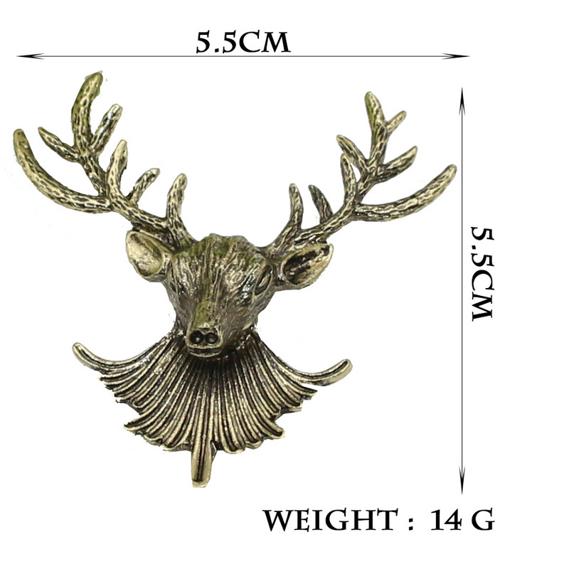 Sunspicems Retro Gold Color Elk Brooch Pins Metal Punk Jewelry