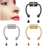 1 db rozsdamentes acél mágneses orrgyűrű patkógyűrű orrcsipesz nem áttört orrkarika mágneses orr köröm piercing nariz piercing