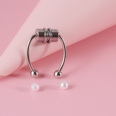 1 db rozsdamentes acél mágneses orrgyűrű patkógyűrű orrcsipesz nem áttört orrkarika mágneses orr köröm piercing nariz piercing