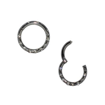 1 τεμάχιο 16g G23 Titanium CZ Gem Septum Septum Nose Clicker Σκουλαρίκια για τα χείλη της μύτης Σκουλαρίκια για διάτρηση μύτης Helix Nose piercing κόσμημα