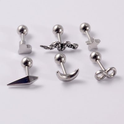 3/6buc mic punk ureche tragus cartilaj Stud șarpe inimă stea moon helix cercei bară piercing anodizat culoare lobi conch studs
