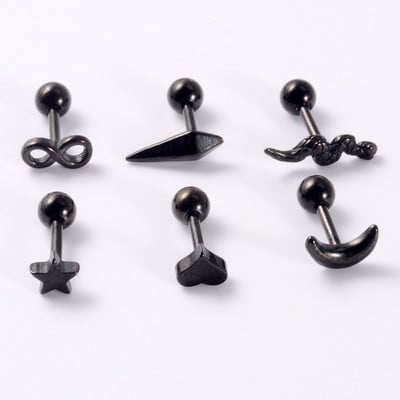 3/6buc mic punk ureche tragus cartilaj Stud șarpe inimă stea moon helix cercei bară piercing anodizat culoare lobi conch studs