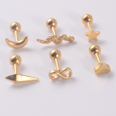 3/6buc mic punk ureche tragus cartilaj Stud șarpe inimă stea moon helix cercei bară piercing anodizat culoare lobi conch studs